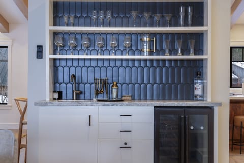 Wet bar with beverage fridge for your deluxe cocktail recipes...