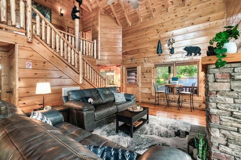 Living room and view of stairs