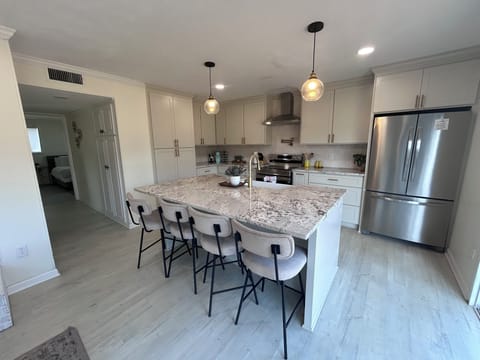 Large Island - farmhouse sink - bar seating for 4