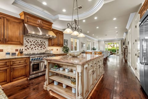 Open concept kitchen and living.