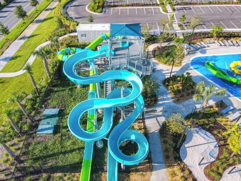 Resort Water Park with Winding Slides and Splash Pool