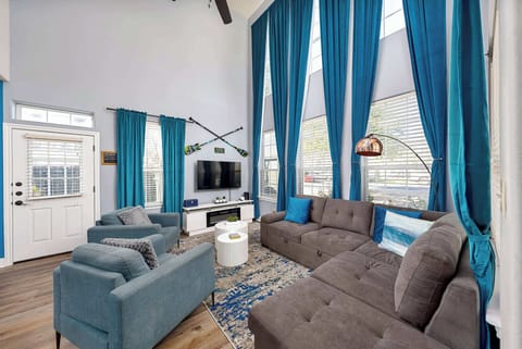 Group layout living room with smart TV