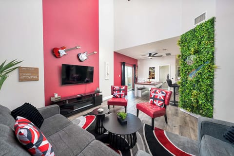Group-layout living area with smart TV and high speed internet 