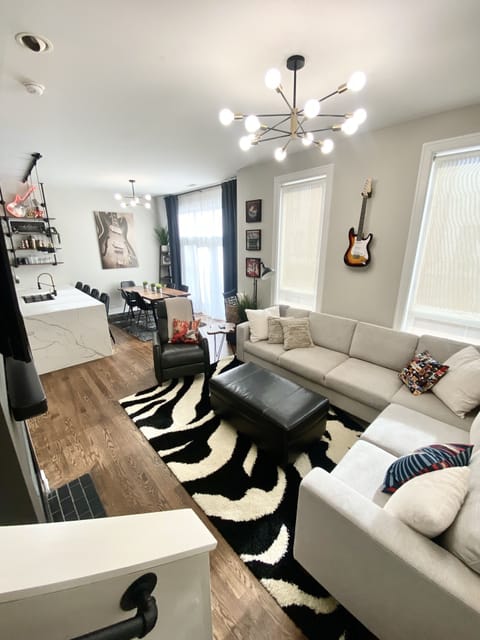 Comfy Living space , couch extends to a queen if needed !