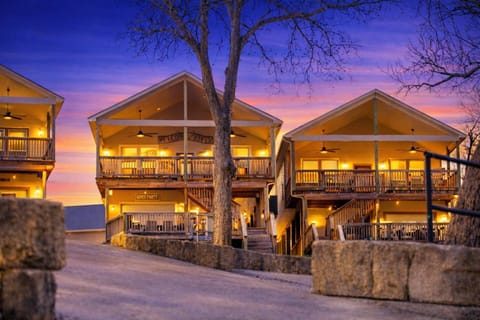 This multi‑level Guadalupe River retreat in New Braunfels boasts ample outdoor space and direct access to the waterfront.