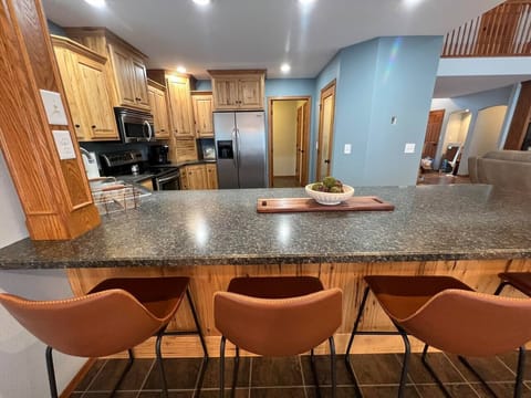 There is ample amount of seating options for conversation and eating. 