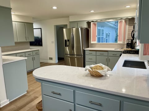 The kitchen is truly equipped for cooking and baking family meals.