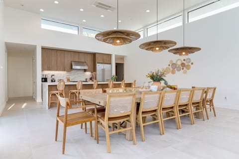 Dining table seats 14.