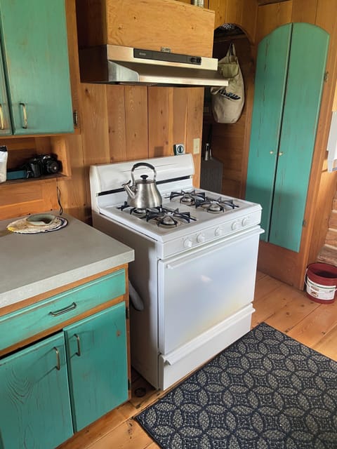 Propane operated 4 burner stove and full size oven