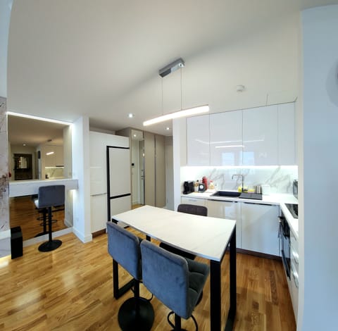 The kitchen, equipped with everything you'll need during your stay.