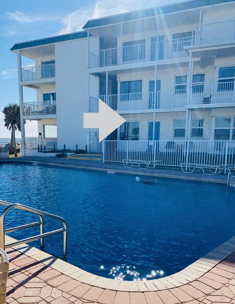Our condo is on the ground floor right outside the pool gate.