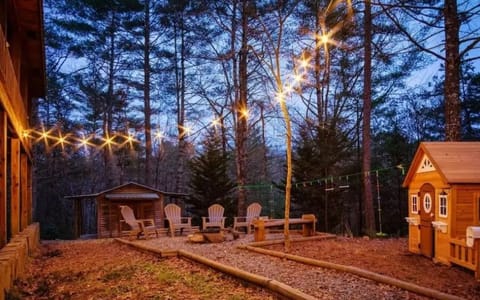 Backyard Fire pit at night