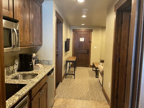 Kitchenette and entry door