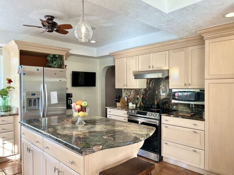Kitchen with large island.