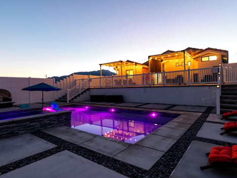 Resort like saltwater pool and spa oasis