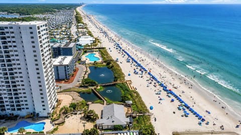 Aerial view of beach & resort