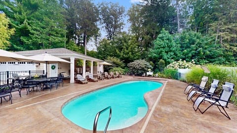 Private pool and cabana; the fire pit is just past the cabana