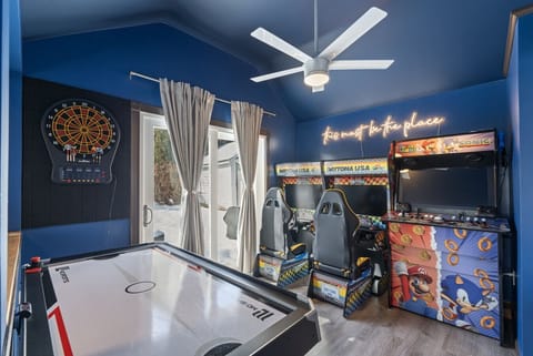 Level up your stay in the ultimate game room! Dual racing and standing arcades boast 70K+ titles—classic arcade hits and console games from Nintendo (and earlier) to PS5. Not your typical Airbnb arcade—endless fun awaits!