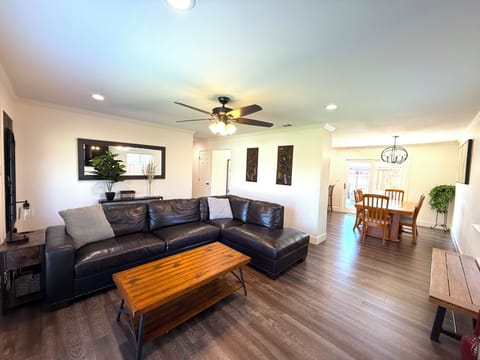 Big leather sectional with coffee table 
