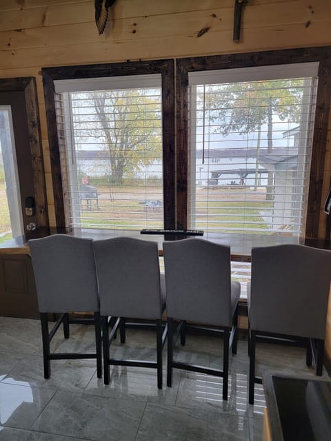 the view of the lake from the dining table