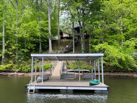 Private covered dock on an awesome secluded section of shoreline