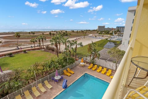 Gulf Front View from Balcony of South Beach 407 on Treasure Island.