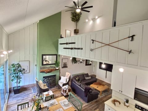 Seamless connection between the dining area and the living room.