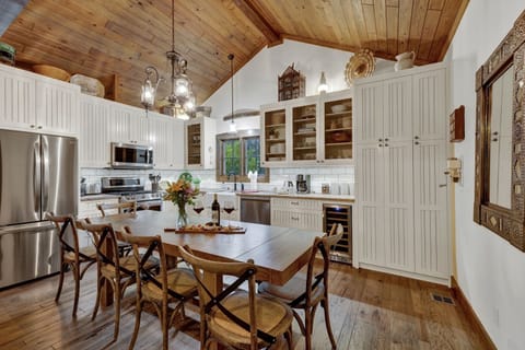 A charming dining and kitchen space exuding elegance and functionality.