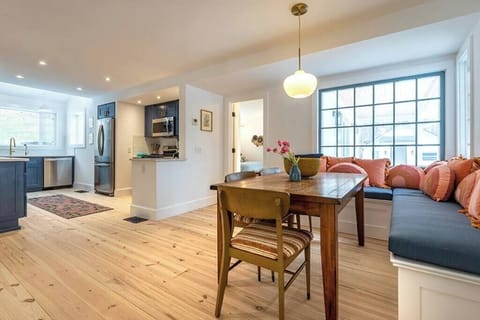 Breakfast nook looking toward guest cabin