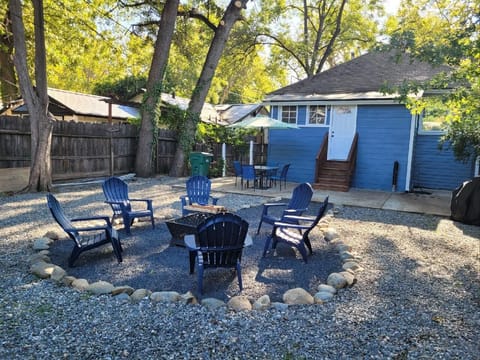 Backyard with fire pit