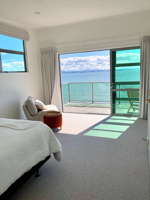 Master bedroom, view across harbour.