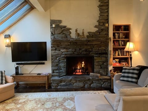 Wood burning fireplace in main living room