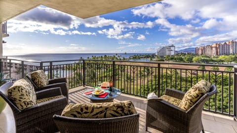 Savor breathtaking Hawaiian sunsets from your private lanai overlooking the Pacific Ocean.