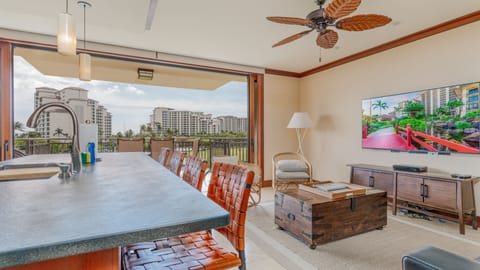 Enjoy a warm, welcoming stay at Ko Olina Beach Villas O425 with open living and seating.