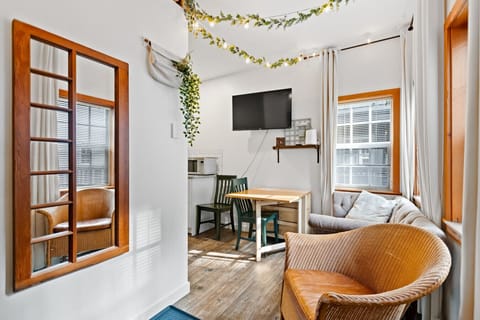 Stream your favourites on the Roku Smart TV while curled up in the cozy seating area.