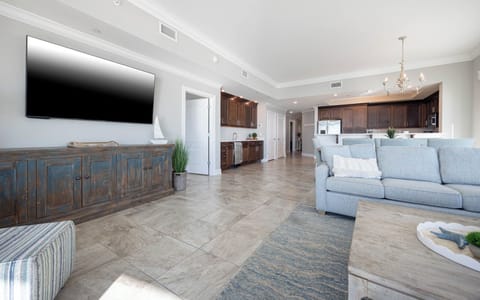 Settle on the sofa, stream your favorite shows on the large wall TV, and enjoy the relaxing vibe