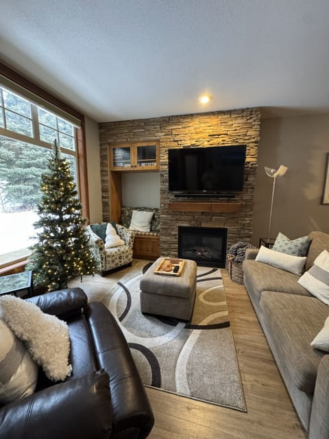 Living room and fireplace
