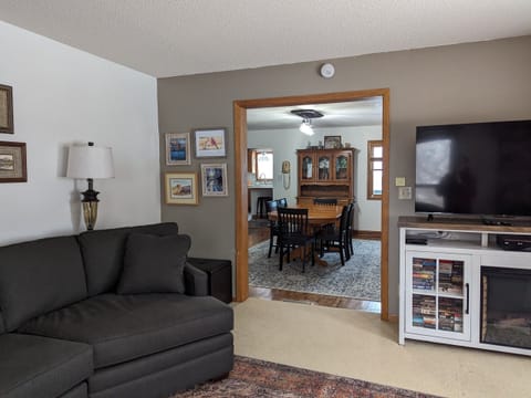 Smart TV and electric fireplace in the living room