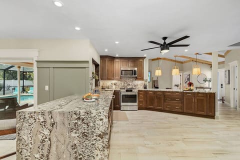 This chefs kitchen has it all! Tons of room to have the whole family present