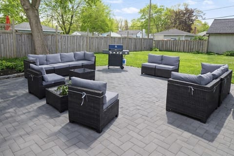 Sit out on our back patio and grill some steaks or whatever you like