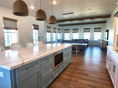 Open floor plan connecting kitchen to living space.