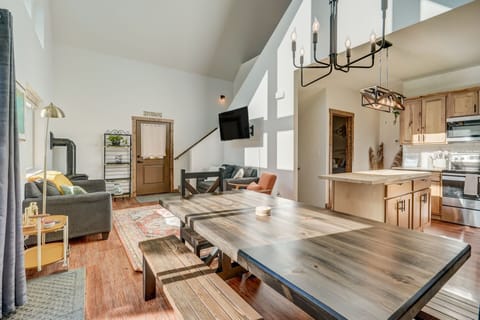The living room and dining room flow right into the kitchen, with plenty of space and lots of natural light.