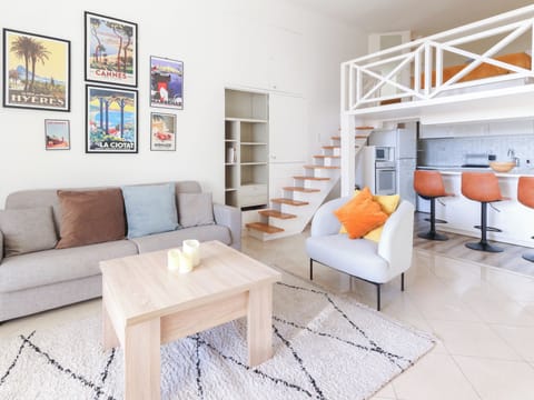 Living room and open kitchen