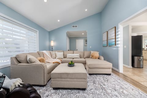 Living room with spacious and comfortable sofa