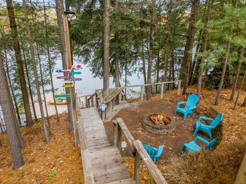 Tiered decking, fire pit with twinkle lights