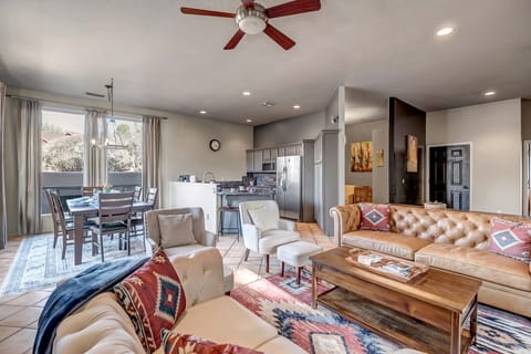 Living Area with Comfortable Furnishings, 70" Smart TV, Electric Fireplace