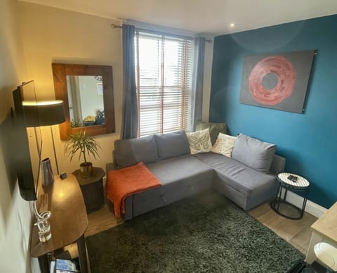 Spacious bed settee with a large TV