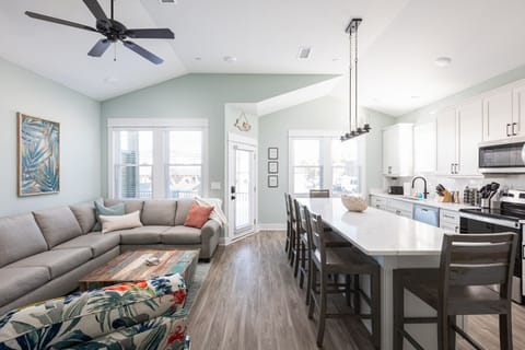 Open living area and kitchen