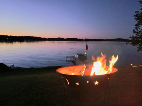 Lakeside fire at sunset!