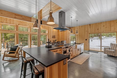 The kitchen space is quite large, which allows plenty of room for cooking and entertaining.